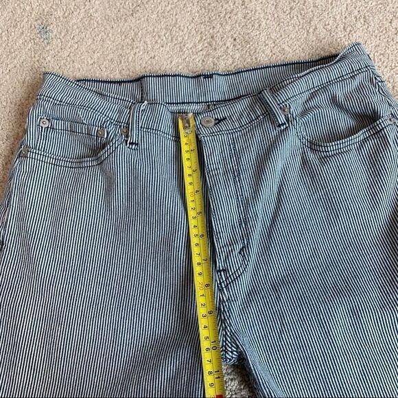 Levi’s 505 navy blue white striped denim shorts Sz 33 - Picture 7 of 9